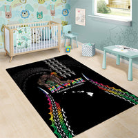 Hawaii Rainbow Warriors Area Rug Kakau Shark Tooth and Polynesian Art Tattoo LT03 - Polynesian Pride