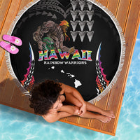 Hawaii Rainbow Warriors Beach Blanket Kakau Shark Tooth and Polynesian Art Tattoo LT03 - Polynesian Pride