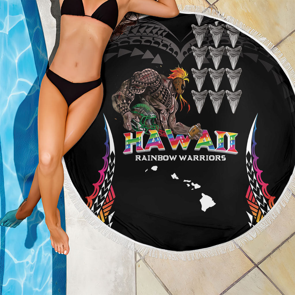 Hawaii Rainbow Warriors Beach Blanket Kakau Shark Tooth and Polynesian Art Tattoo LT03 - Polynesian Pride