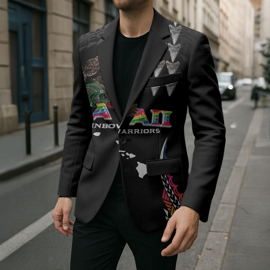 Custom Hawaii Rainbow Warriors Blazer Kakau Shark Tooth and Polynesian Art Tattoo LT03 - Polynesian Pride