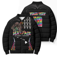 Custom Hawaii Rainbow Warriors Bomber Puffer Jacket Kakau Shark Tooth and Polynesian Art Tattoo LT03 - Polynesian Pride