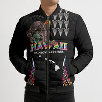 Custom Hawaii Rainbow Warriors Bomber Puffer Jacket Kakau Shark Tooth and Polynesian Art Tattoo LT03 - Polynesian Pride