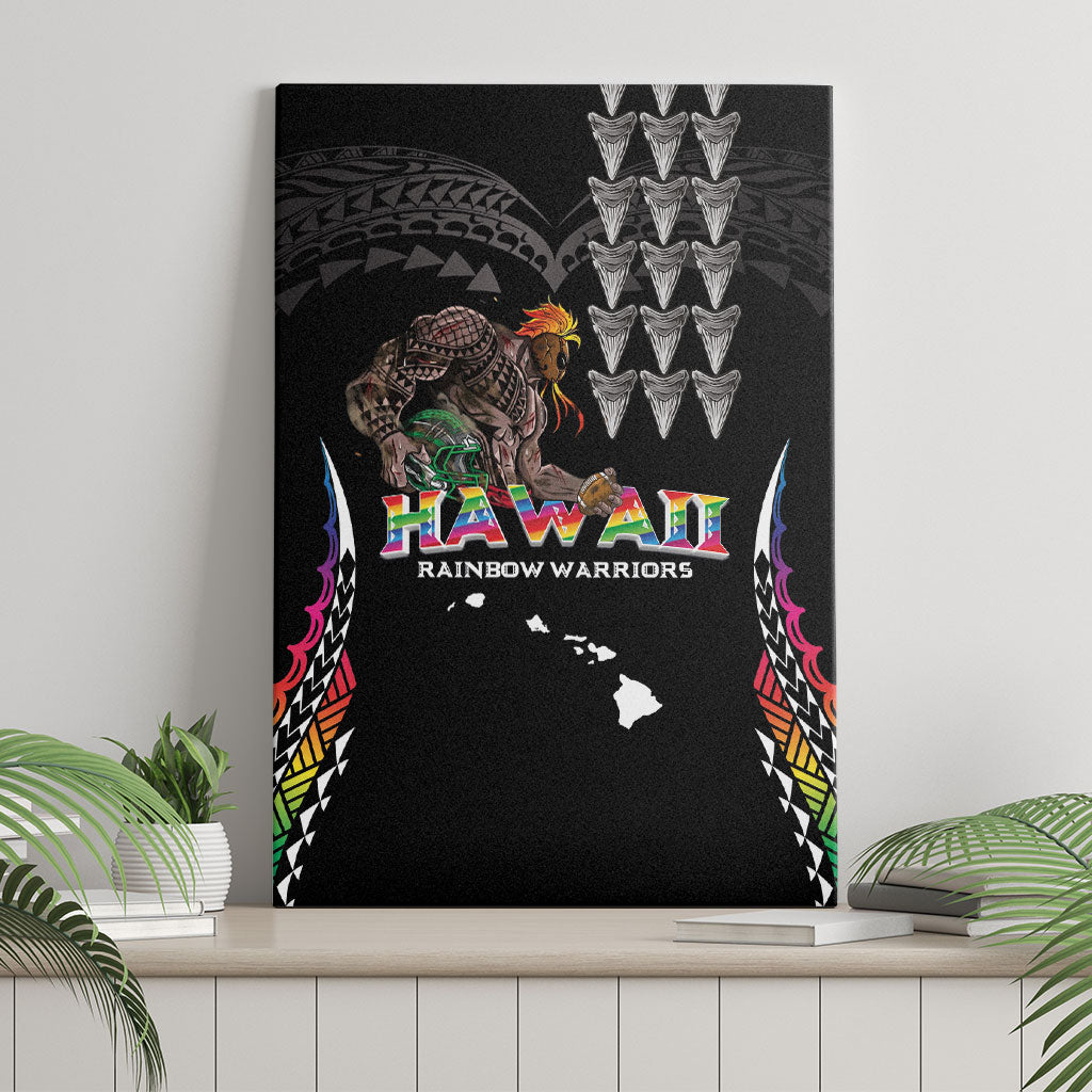 Hawaii Rainbow Warriors Canvas Wall Art Kakau Shark Tooth and Polynesian Art Tattoo LT03 - Polynesian Pride