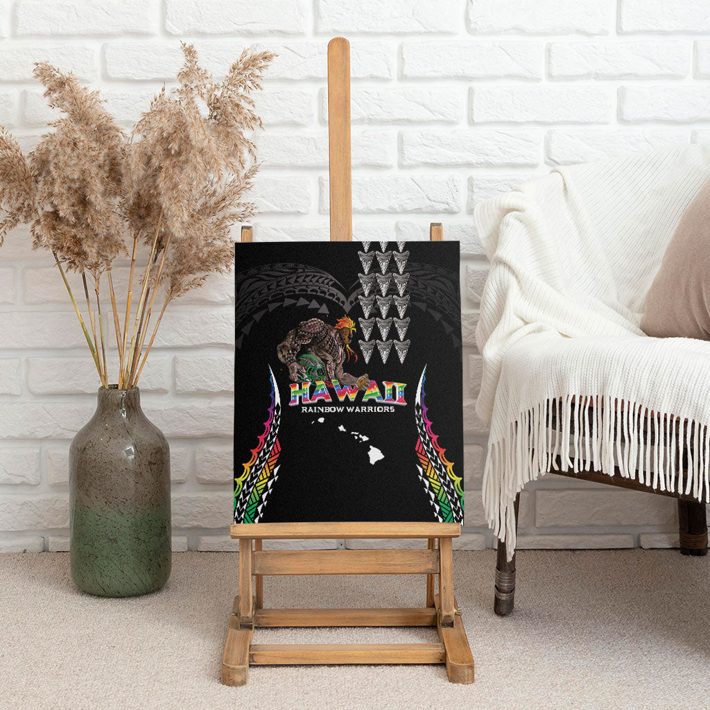 Hawaii Rainbow Warriors Canvas Wall Art Kakau Shark Tooth and Polynesian Art Tattoo LT03 - Polynesian Pride