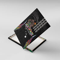 Hawaii Rainbow Warriors Canvas Wall Art Kakau Shark Tooth and Polynesian Art Tattoo LT03 With Frame Black - Polynesian Pride