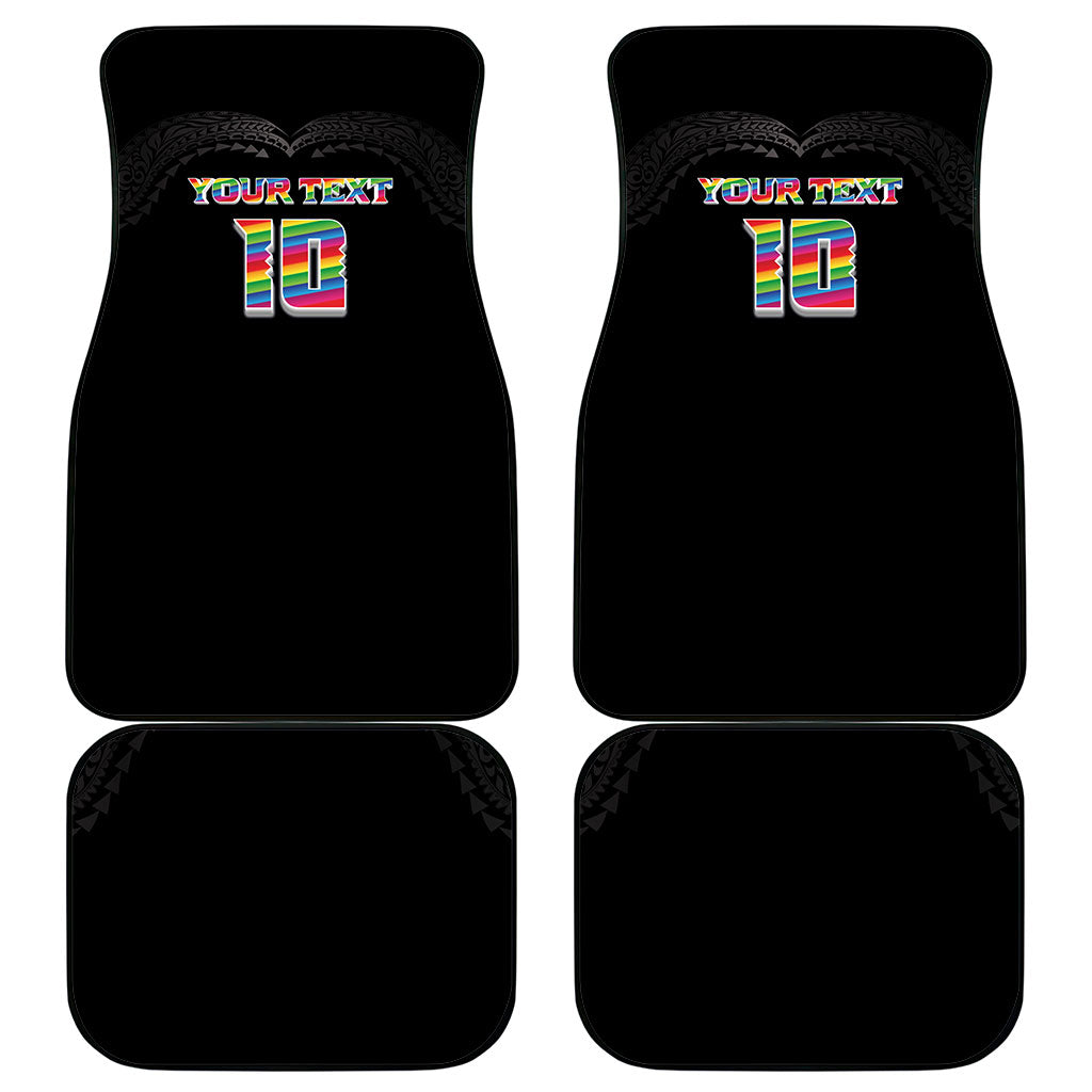 Custom Hawaii Rainbow Warriors Car Mats Kakau Shark Tooth and Polynesian Art Tattoo LT03 - Polynesian Pride
