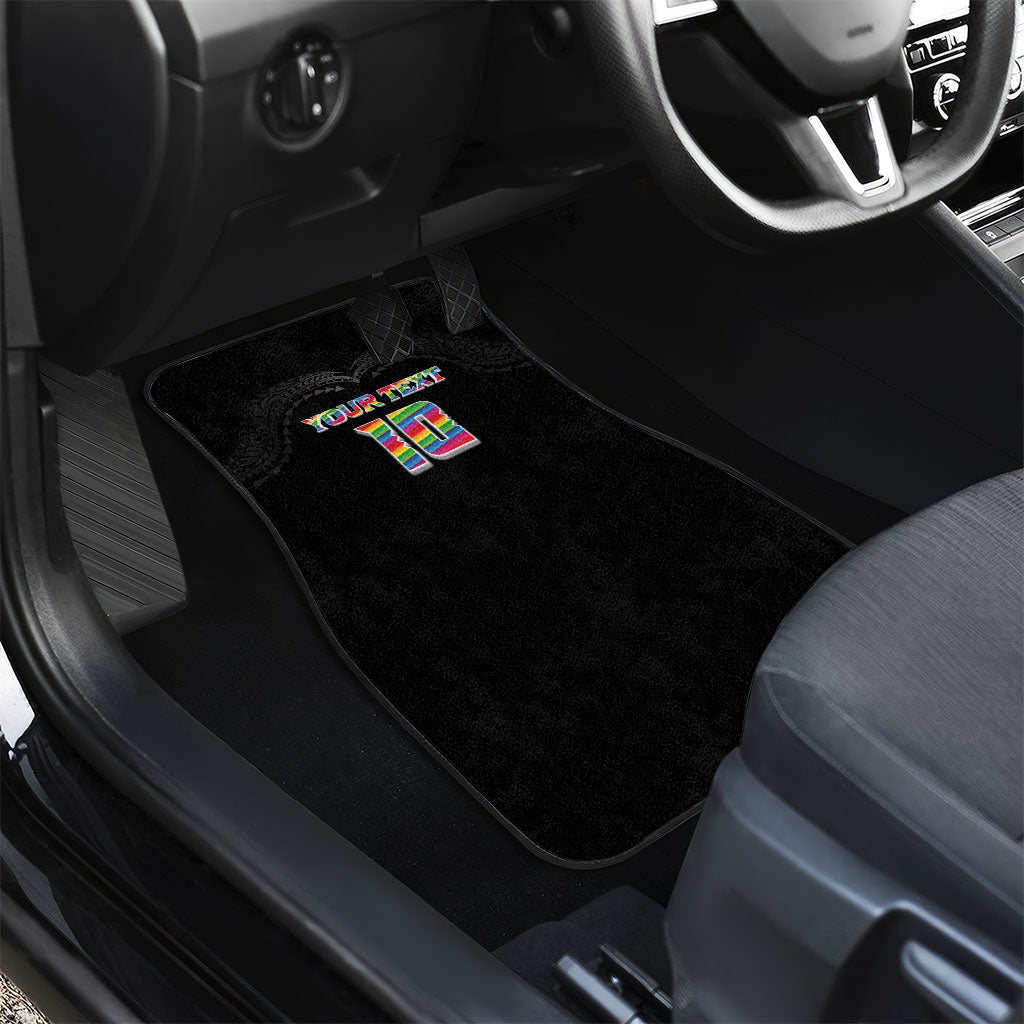 Custom Hawaii Rainbow Warriors Car Mats Kakau Shark Tooth and Polynesian Art Tattoo LT03 - Polynesian Pride