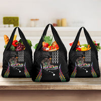 Hawaii Rainbow Warriors Grocery Bag Kakau Shark Tooth and Polynesian Art Tattoo LT03 3-pack One Size Black - Polynesian Pride