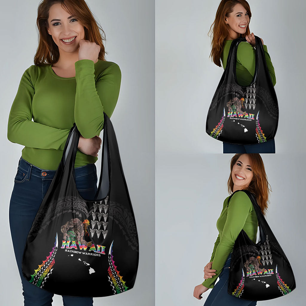 Hawaii Rainbow Warriors Grocery Bag Kakau Shark Tooth and Polynesian Art Tattoo LT03 - Polynesian Pride