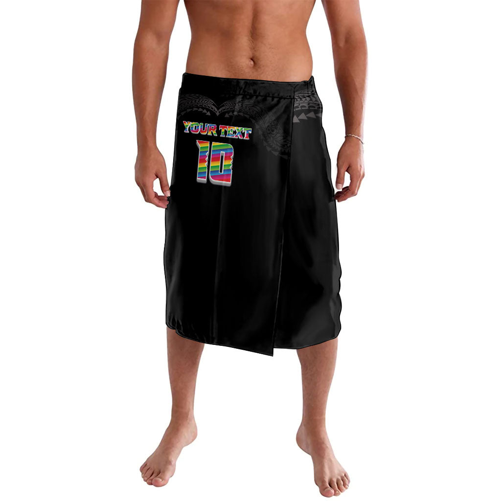 Custom Hawaii Rainbow Warriors Lavalava Kakau Shark Tooth and Polynesian Art Tattoo LT03 Black - Polynesian Pride