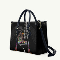 Hawaii Rainbow Warriors Leather Bag Kakau Shark Tooth and Polynesian Art Tattoo LT03 Black - Polynesian Pride