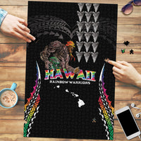 Hawaii Rainbow Warriors Puzzle Kakau Shark Tooth and Polynesian Art Tattoo LT03 Black - Polynesian Pride