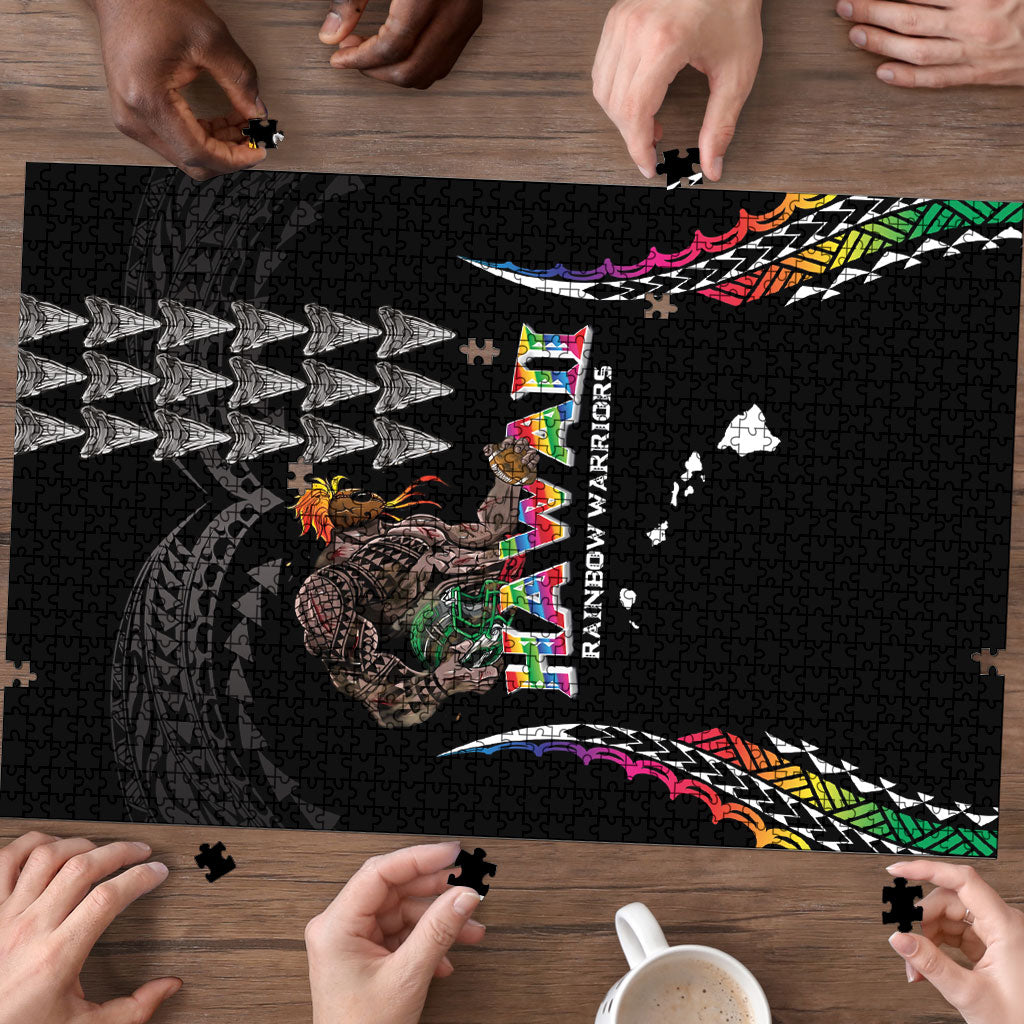 Hawaii Rainbow Warriors Puzzle Kakau Shark Tooth and Polynesian Art Tattoo LT03 - Polynesian Pride