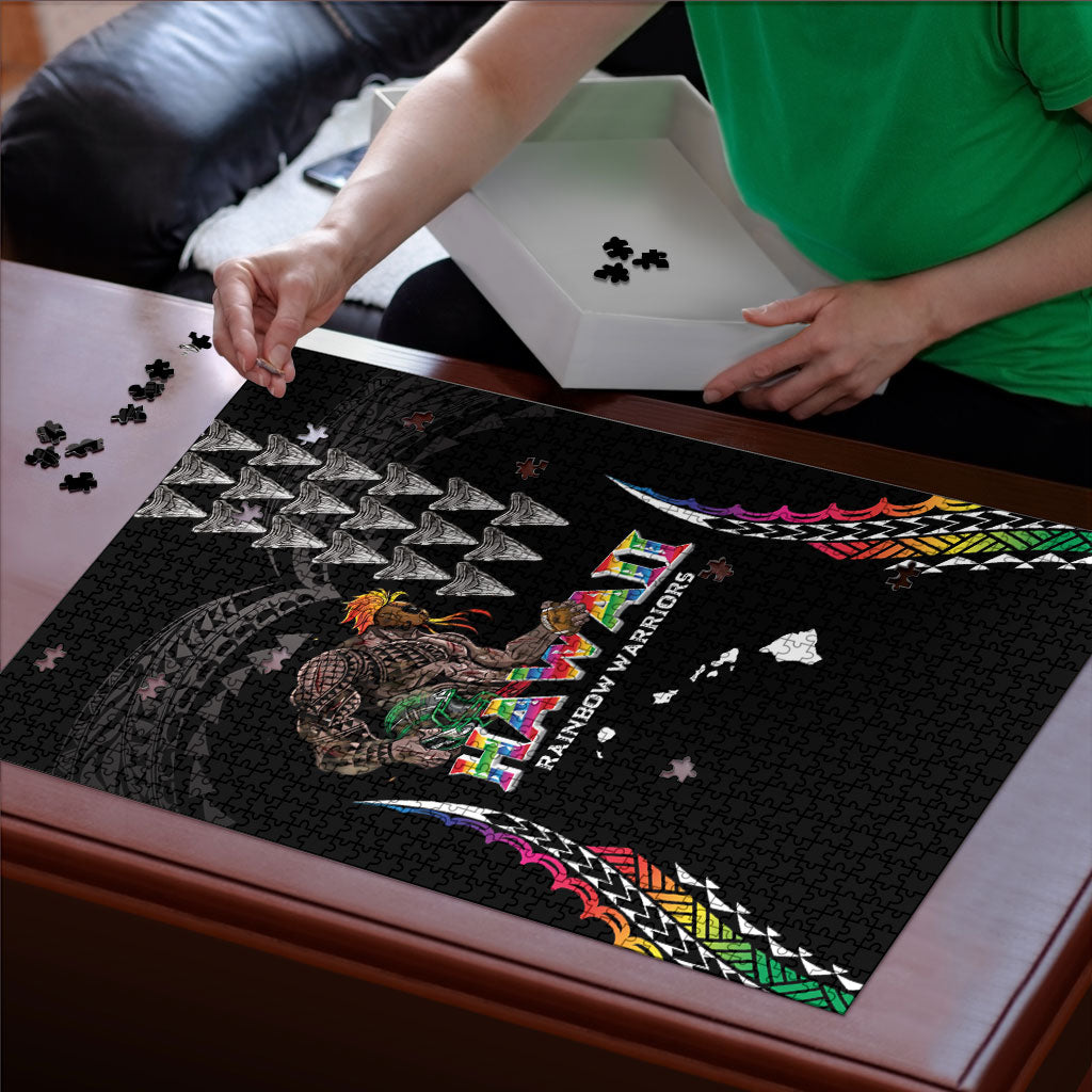 Hawaii Rainbow Warriors Puzzle Kakau Shark Tooth and Polynesian Art Tattoo LT03 - Polynesian Pride