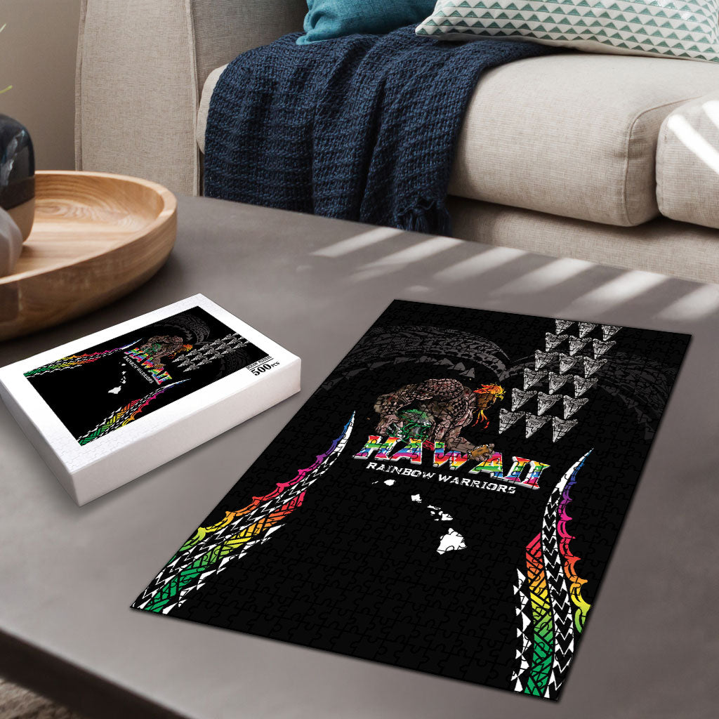 Hawaii Rainbow Warriors Puzzle Kakau Shark Tooth and Polynesian Art Tattoo LT03 - Polynesian Pride