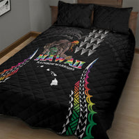 Hawaii Rainbow Warriors Quilt Bed Set Kakau Shark Tooth and Polynesian Art Tattoo LT03 - Polynesian Pride