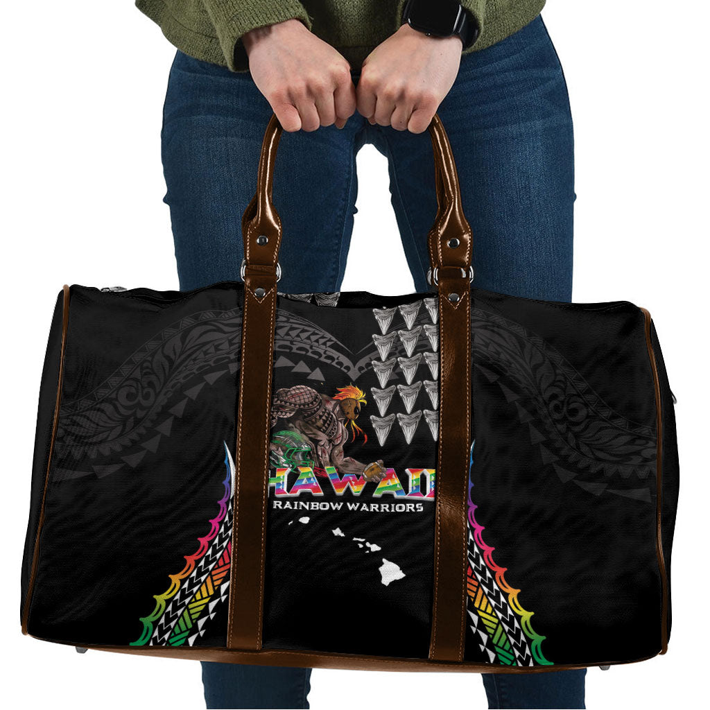 Hawaii Rainbow Warriors Travel Bag Kakau Shark Tooth and Polynesian Art Tattoo