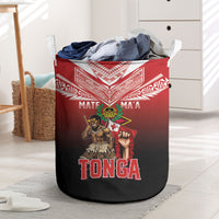 Mate Ma'a Tonga Laundry Basket Traditional Warrior and Ngatu Art Pattern LT03 Red - Polynesian Pride