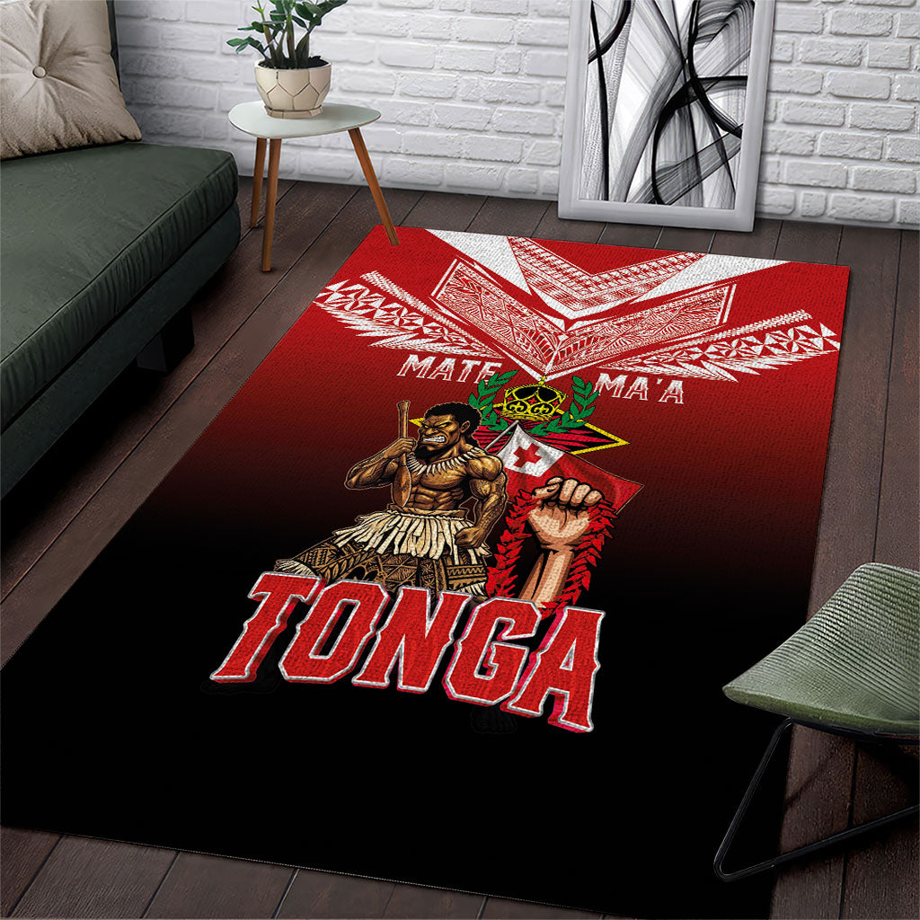 Mate Ma'a Tonga Area Rug Traditional Warrior and Ngatu Art Pattern LT03 Red - Polynesian Pride
