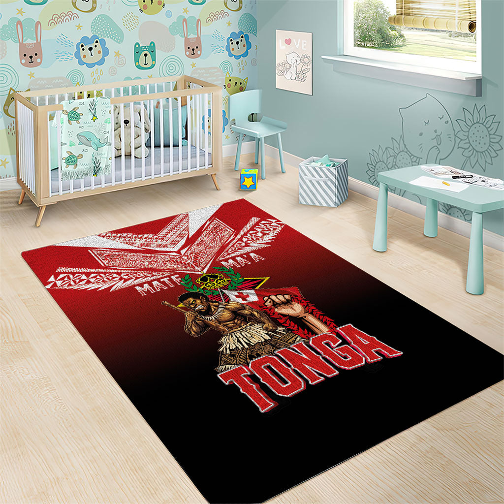 Mate Ma'a Tonga Area Rug Traditional Warrior and Ngatu Art Pattern LT03 - Polynesian Pride