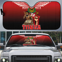 Mate Ma'a Tonga Auto Sun Shade Traditional Warrior and Ngatu Art Pattern LT03 Red - Polynesian Pride