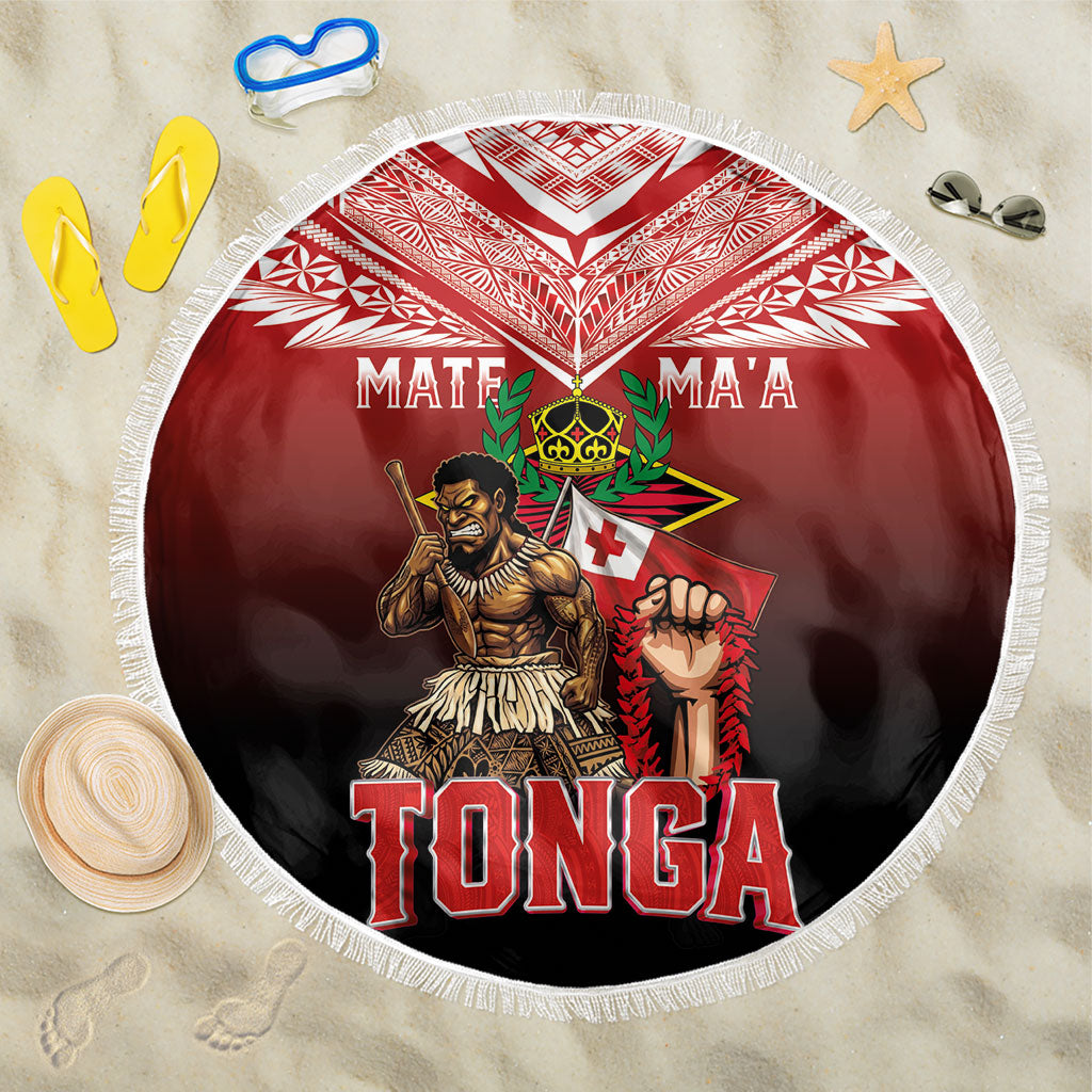 Mate Ma'a Tonga Beach Blanket Traditional Warrior and Ngatu Art Pattern LT03 One Size 150cm Red - Polynesian Pride