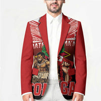 Mate Ma'a Tonga Blazer Traditional Warrior and Ngatu Art Pattern LT03 - Polynesian Pride