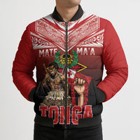 Mate Ma'a Tonga Bomber Puffer Jacket Traditional Warrior and Ngatu Art Pattern LT03 - Polynesian Pride