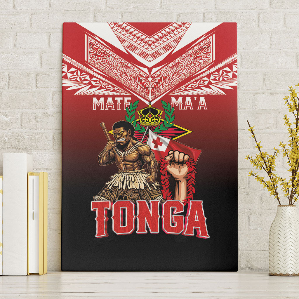 Mate Ma'a Tonga Canvas Wall Art Traditional Warrior and Ngatu Art Pattern LT03 Without Frame Red - Polynesian Pride