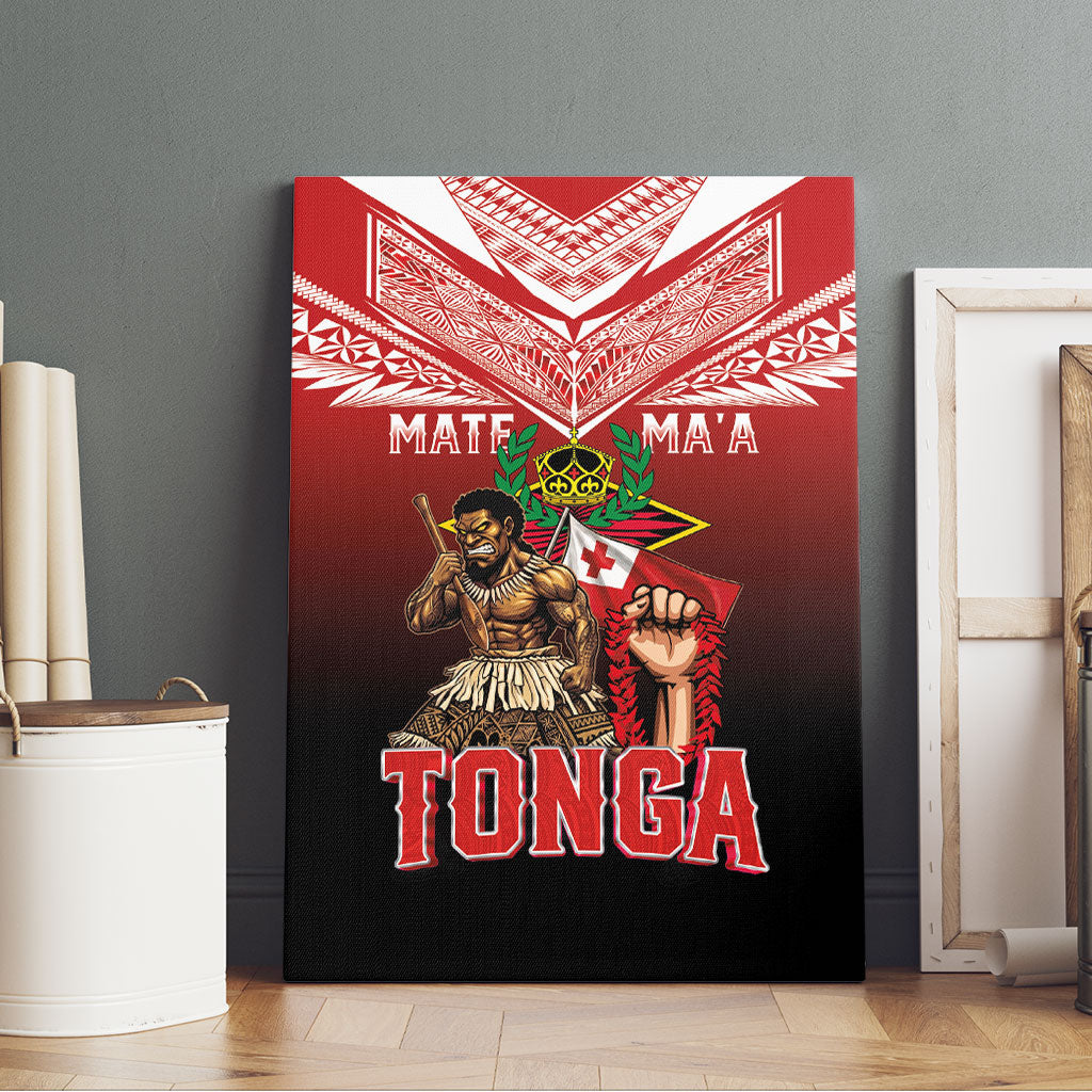 Mate Ma'a Tonga Canvas Wall Art Traditional Warrior and Ngatu Art Pattern LT03 - Polynesian Pride
