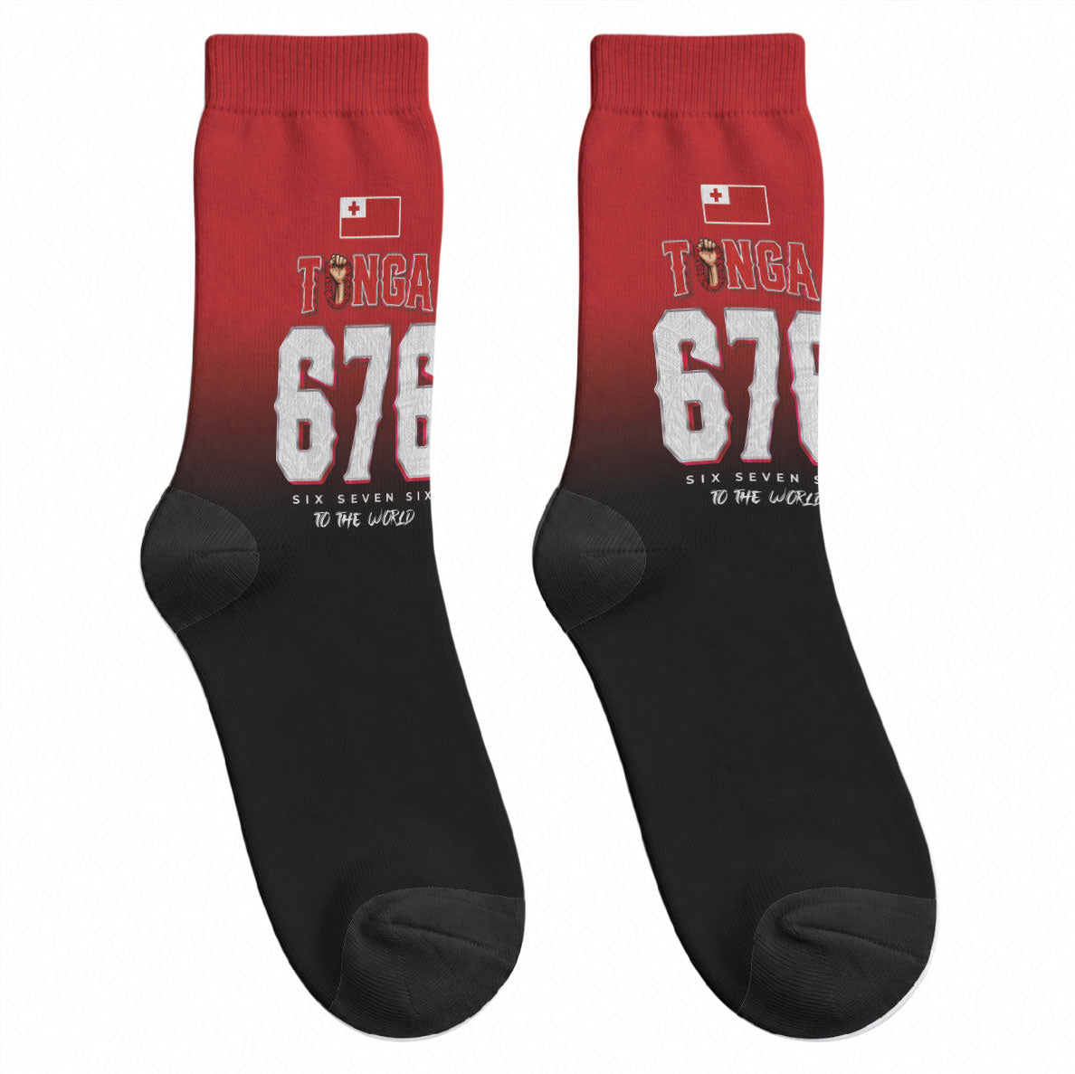 Mate Ma'a Tonga Crew Socks Traditional Warrior and Ngatu Art Pattern LT03 - Polynesian Pride