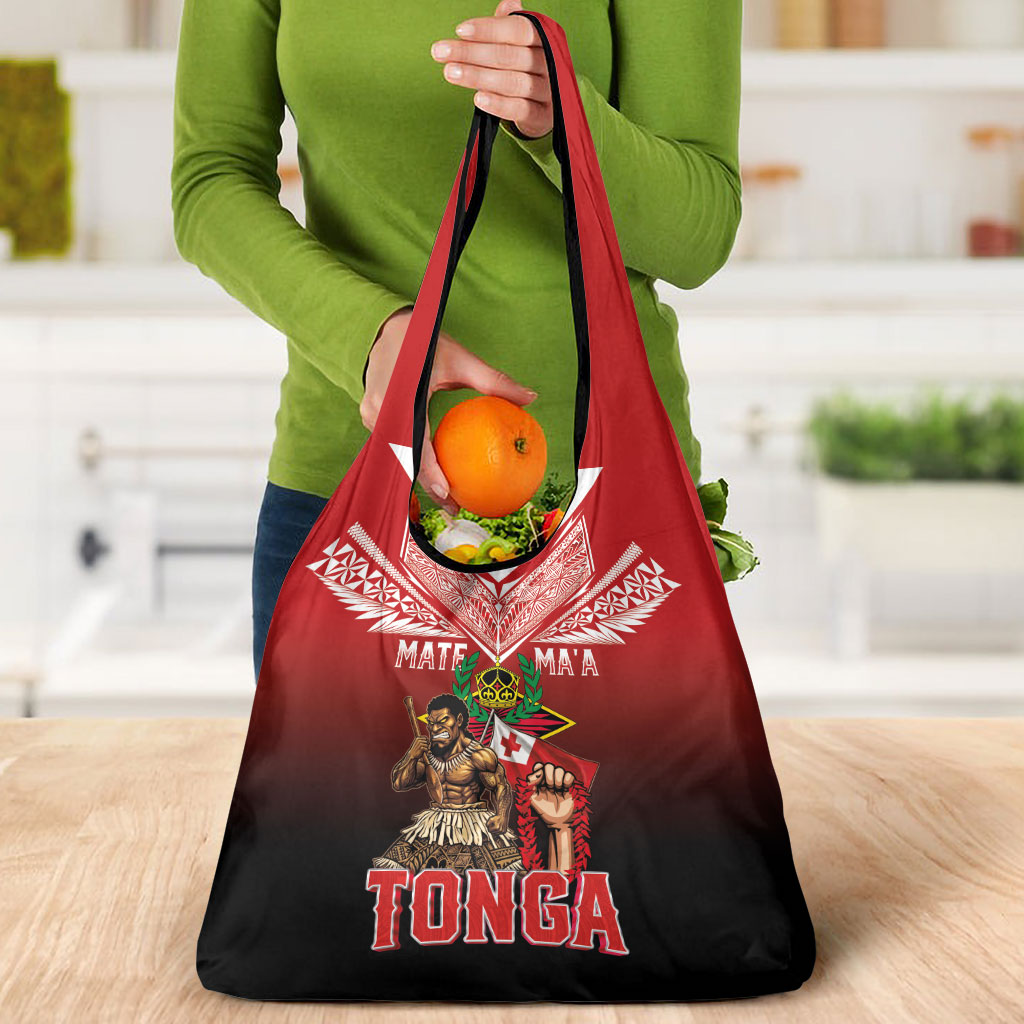 Mate Ma'a Tonga Grocery Bag Traditional Warrior and Ngatu Art Pattern LT03 - Polynesian Pride