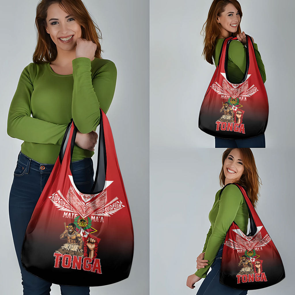 Mate Ma'a Tonga Grocery Bag Traditional Warrior and Ngatu Art Pattern LT03 - Polynesian Pride