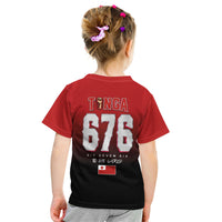 Mate Ma'a Tonga Kid T Shirt Traditional Warrior and Ngatu Art Pattern LT03 - Polynesian Pride