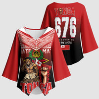 Mate Ma'a Tonga Kimono Sleeve Blouse Traditional Warrior and Ngatu Art Pattern LT03 - Polynesian Pride