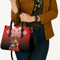 Mate Ma'a Tonga Leather Bag Traditional Warrior and Ngatu Art Pattern LT03 - Polynesian Pride