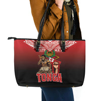 Mate Ma'a Tonga Leather Tote Bag Traditional Warrior and Ngatu Art Pattern LT03 - Polynesian Pride