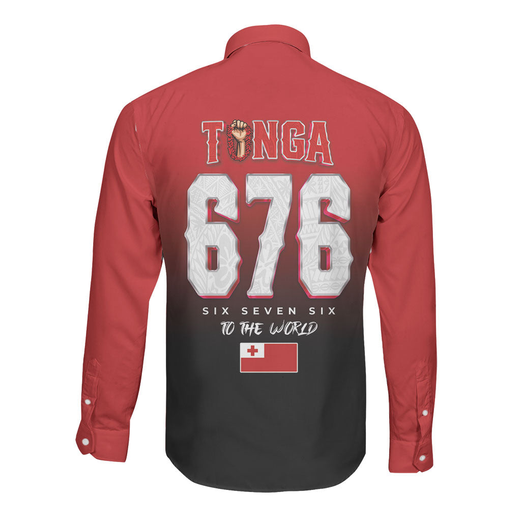 Mate Ma'a Tonga Long Sleeve Button Shirt Traditional Warrior and Ngatu Art Pattern LT03 - Polynesian Pride