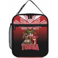 Mate Ma'a Tonga Lunch Bag Traditional Warrior and Ngatu Art Pattern LT03 10.2 × 8.3 × 4.3 inch Red - Polynesian Pride