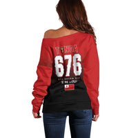 Mate Ma'a Tonga Off Shoulder Sweater Traditional Warrior and Ngatu Art Pattern LT03 - Polynesian Pride