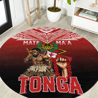 Mate Ma'a Tonga Round Carpet Traditional Warrior and Ngatu Art Pattern LT03 Red - Polynesian Pride