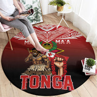 Mate Ma'a Tonga Round Carpet Traditional Warrior and Ngatu Art Pattern LT03 - Polynesian Pride