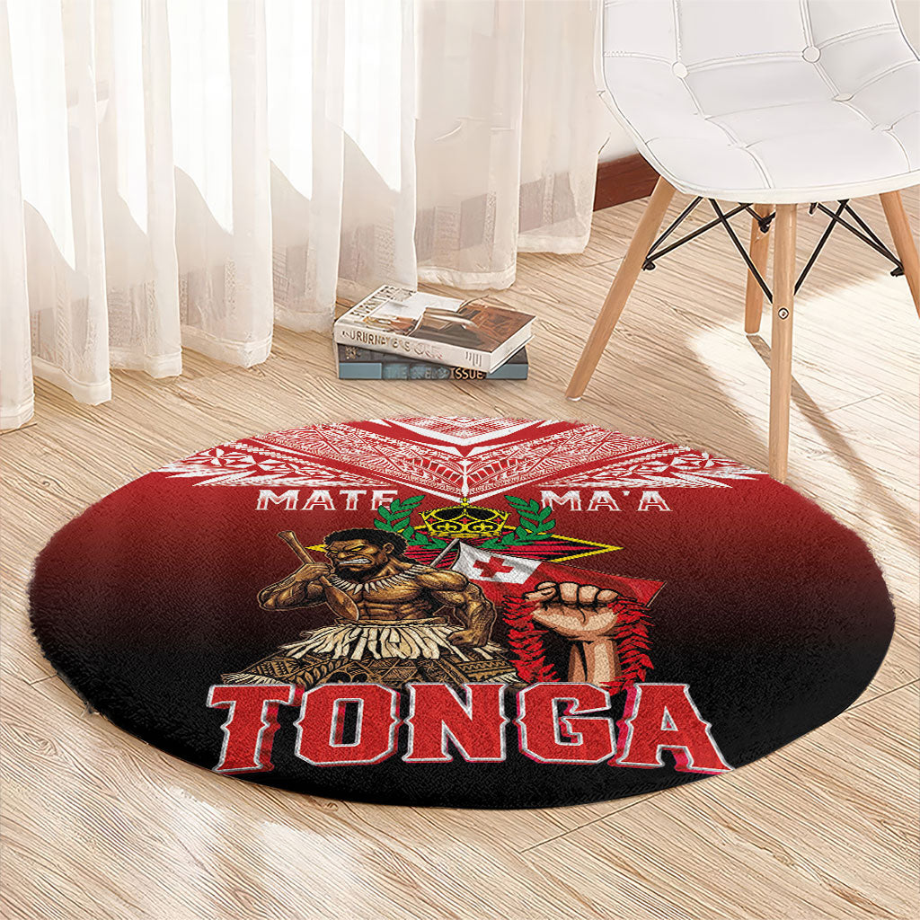 Mate Ma'a Tonga Round Carpet Traditional Warrior and Ngatu Art Pattern LT03 - Polynesian Pride