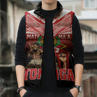 Mate Ma'a Tonga Sleeveless Puffer Jacket Traditional Warrior and Ngatu Art Pattern LT03 - Polynesian Pride