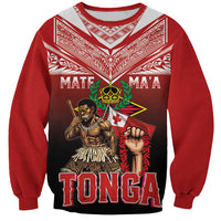 Mate Ma'a Tonga Sweatshirt Traditional Warrior and Ngatu Art Pattern LT03 Unisex Red - Polynesian Pride