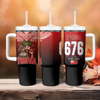 Mate Ma'a Tonga Tumbler With Handle Traditional Warrior and Ngatu Art Pattern LT03 - Polynesian Pride