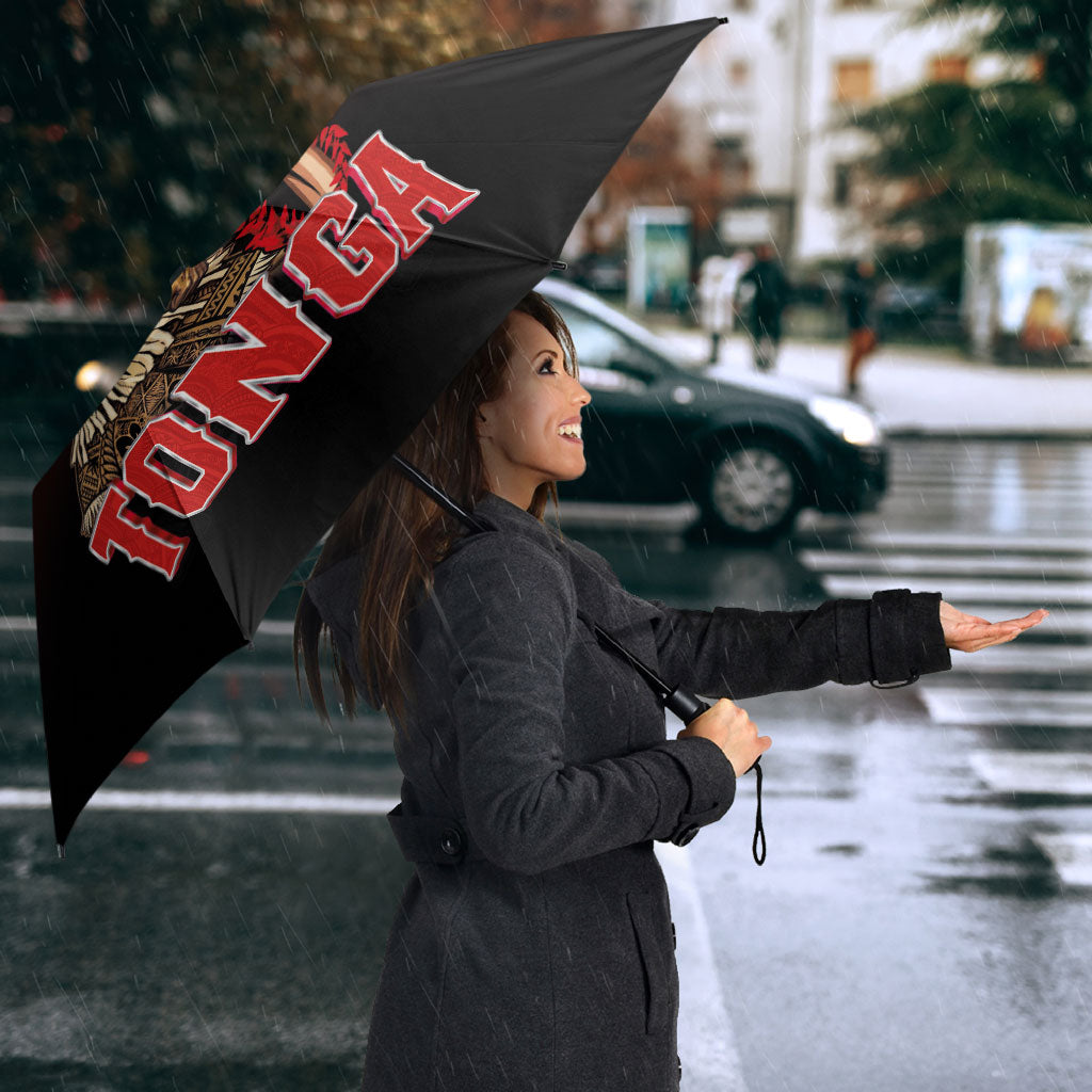 Mate Ma'a Tonga Umbrella Traditional Warrior and Ngatu Art Pattern LT03 - Polynesian Pride