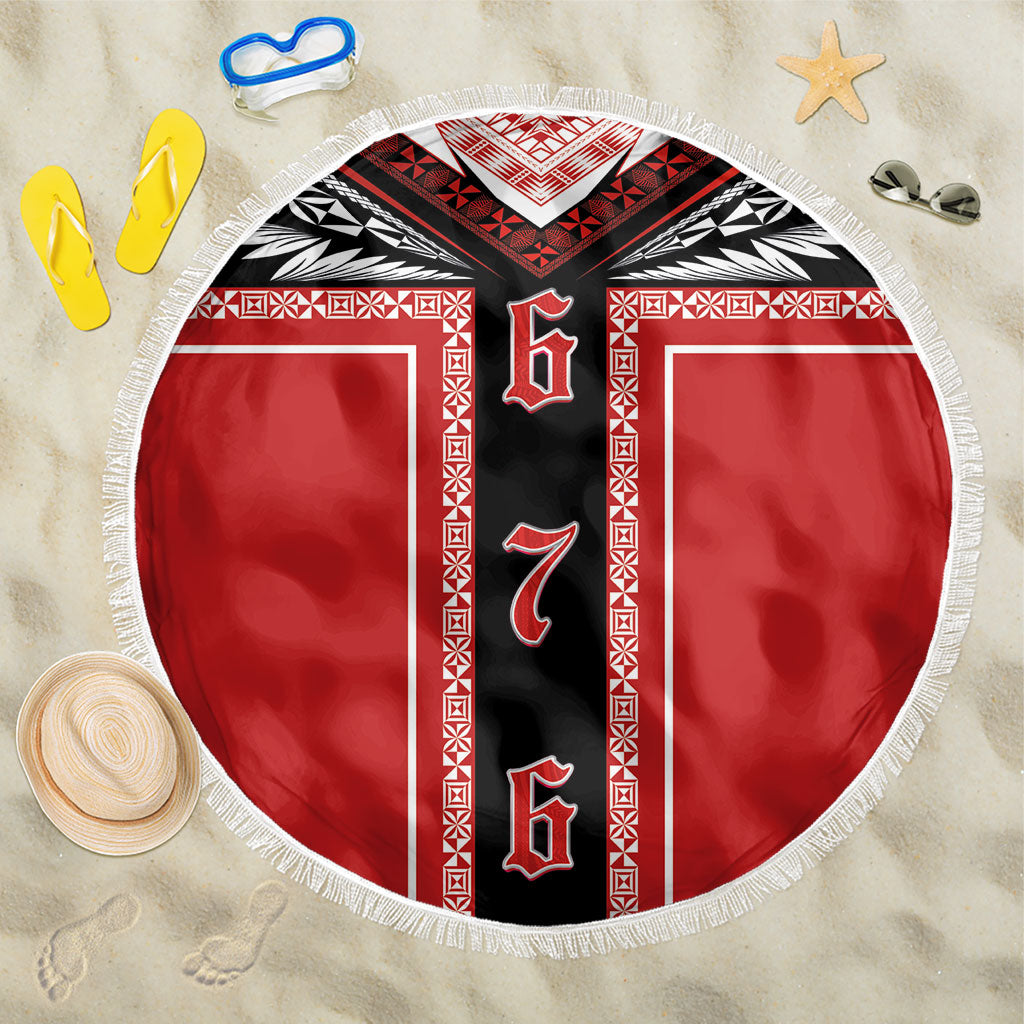 Tonga Beach Blanket Tribal Pacific Ngatu Motif LT03 One Size 150cm Red - Polynesian Pride