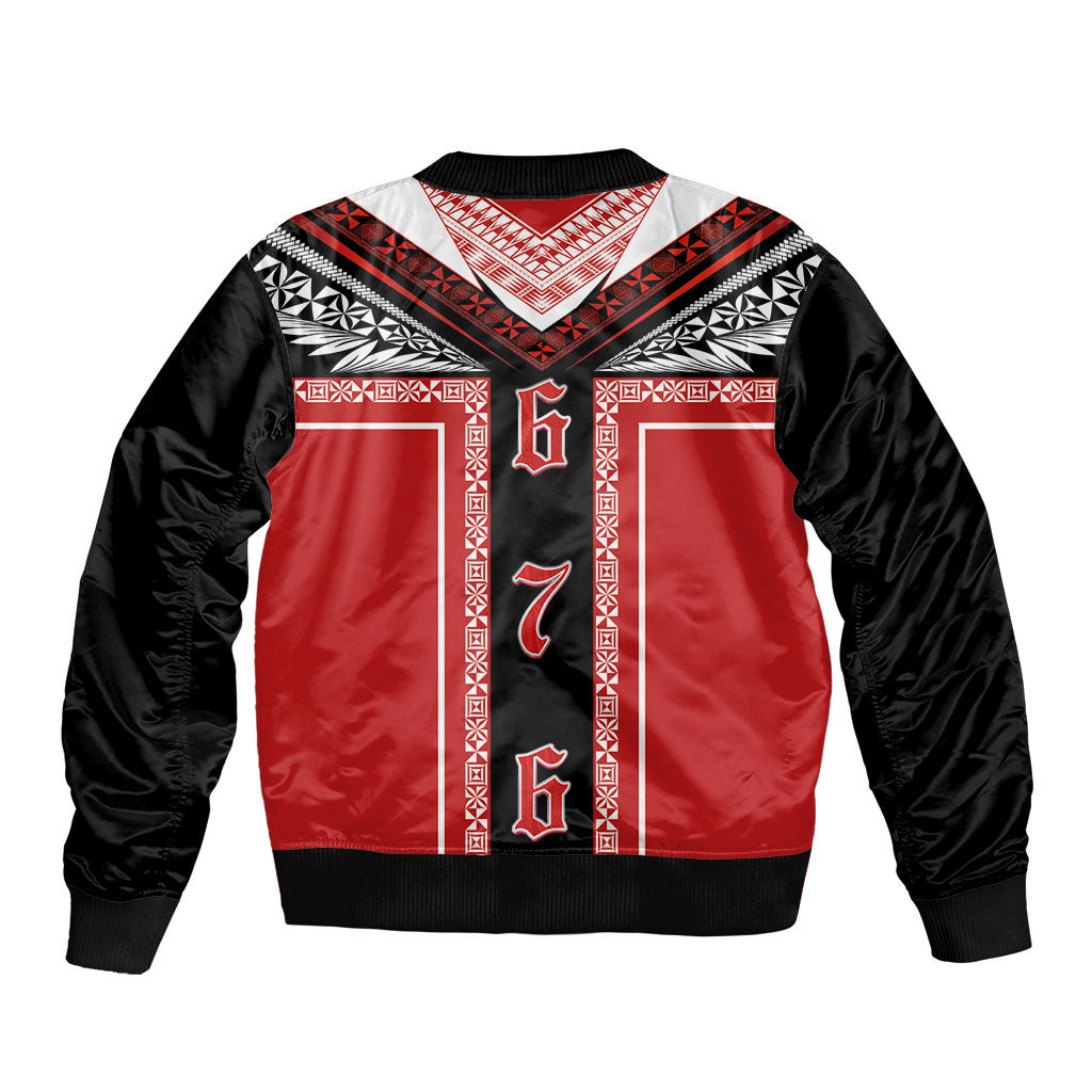 Tonga Bomber Jacket Tribal Pacific Ngatu Motif LT03 - Polynesian Pride
