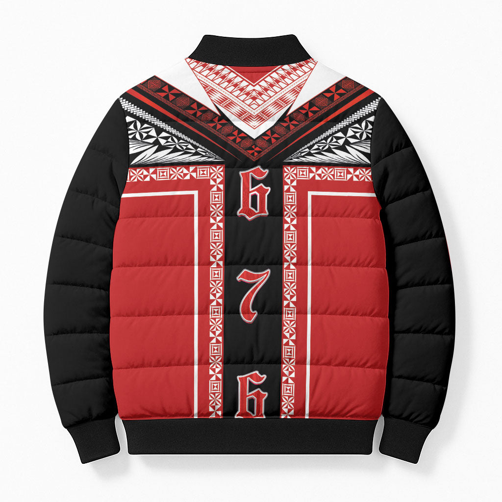 Tonga Bomber Puffer Jacket Tribal Pacific Ngatu Motif LT03 - Polynesian Pride
